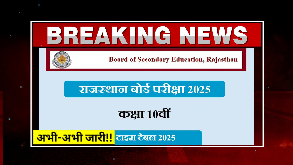 RBSE 10th Time Table 2025 exam dates and schedule