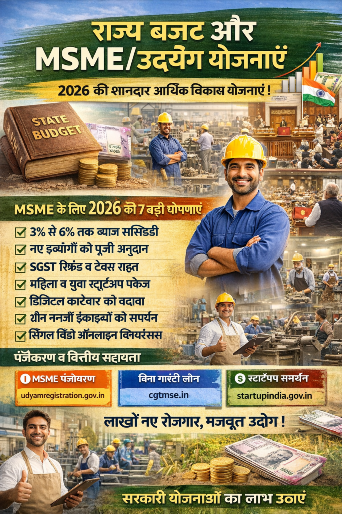 राज्य बजट और MSME/उद्योग योजनाएँ